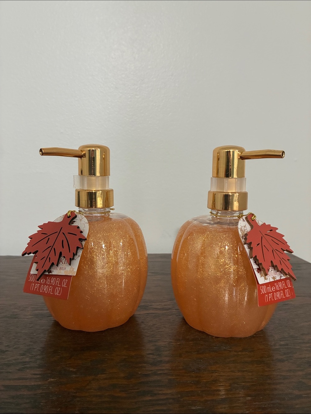 NWT- Set of 2- Spiced Pumpkin Scented Hand Wash -Soap Dispensers